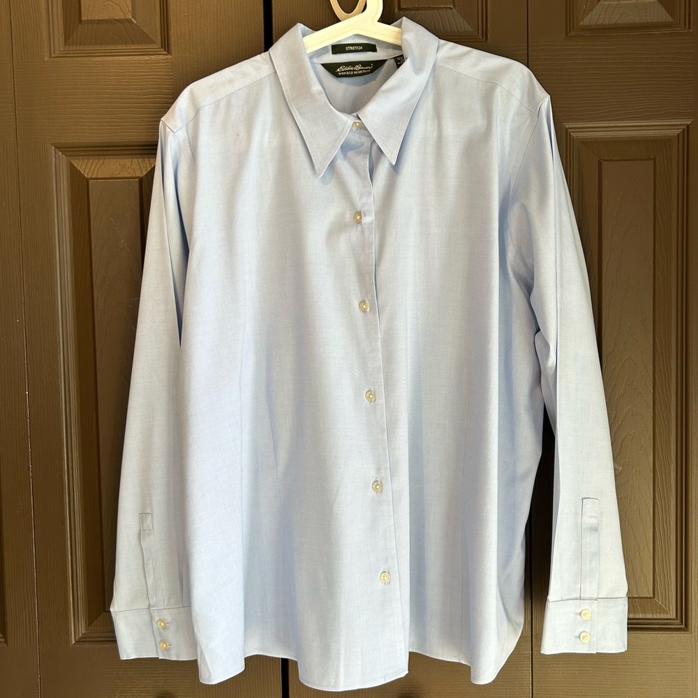 Eddie Bauer Women's Casual Light Blue Button-Down Shirt